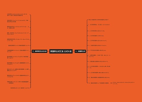 表面积公式汇总 公式大全