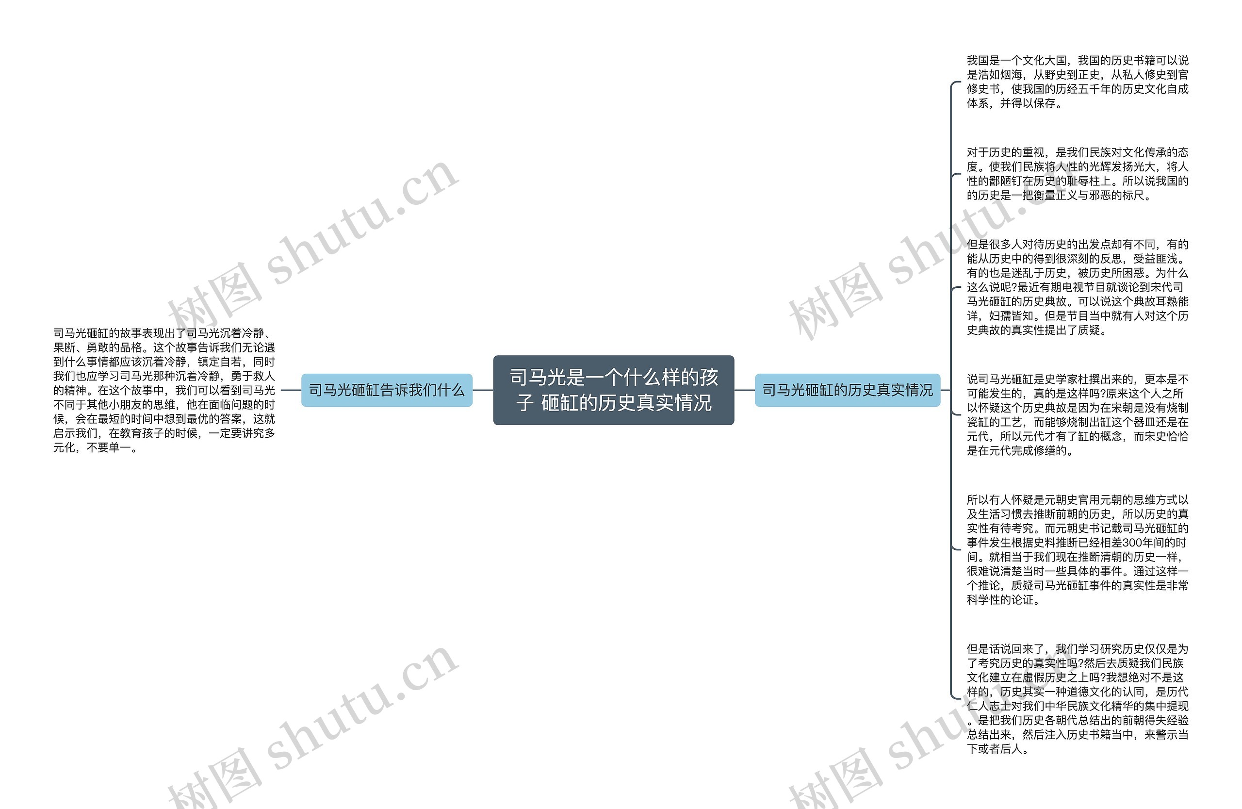 司马光是一个什么样的孩子 砸缸的历史真实情况思维导图