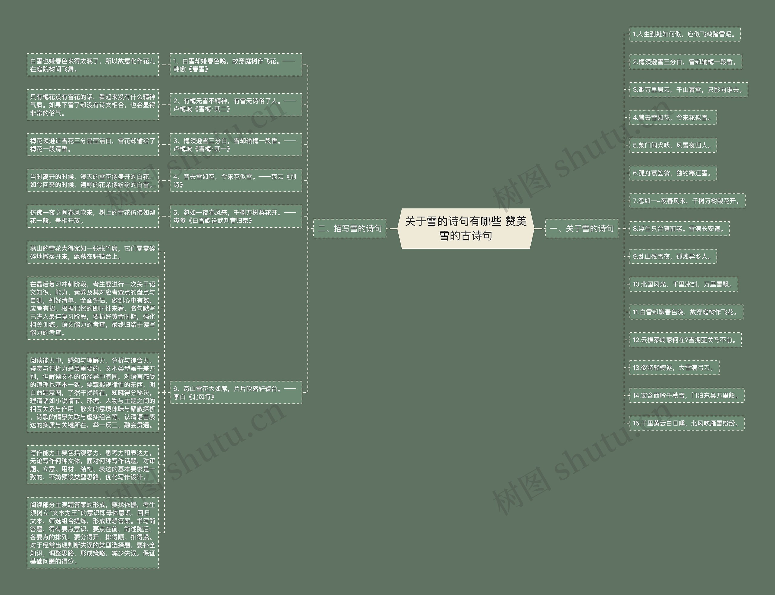 关于雪的诗句有哪些 赞美雪的古诗句思维导图