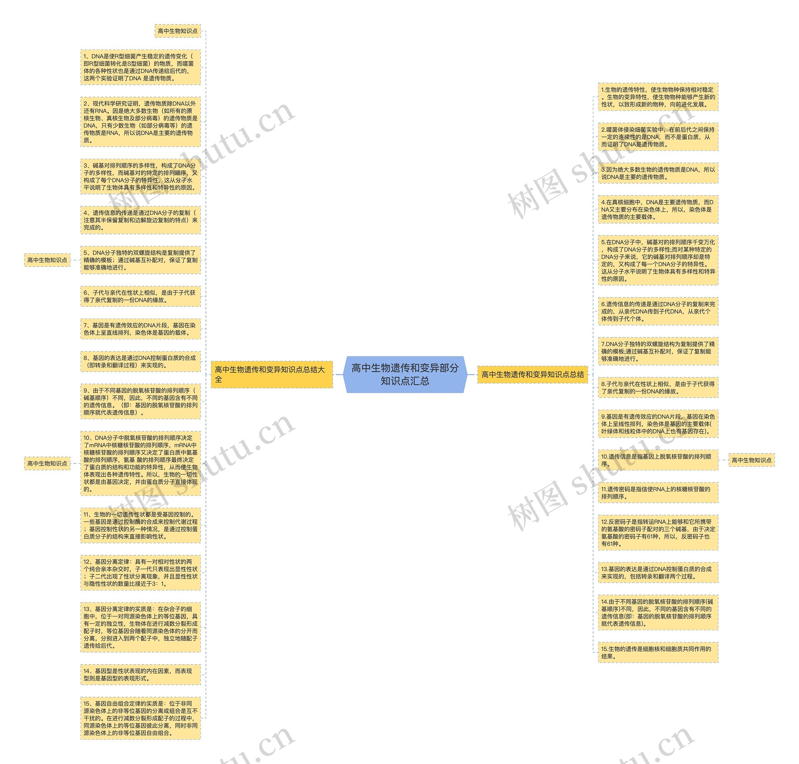 高中生物遗传和变异部分知识点汇总思维导图