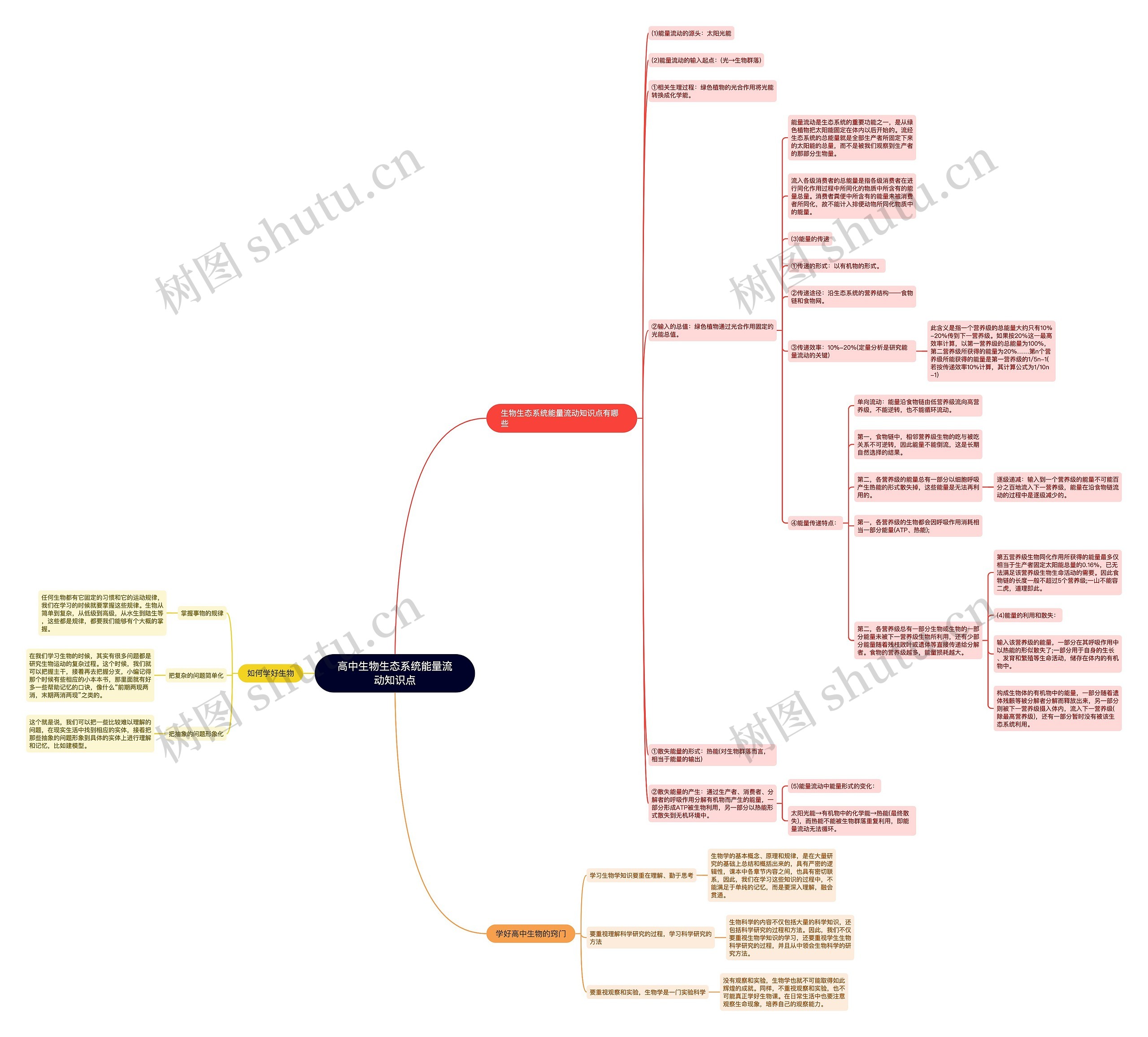 高中生物生态系统能量流动知识点思维导图