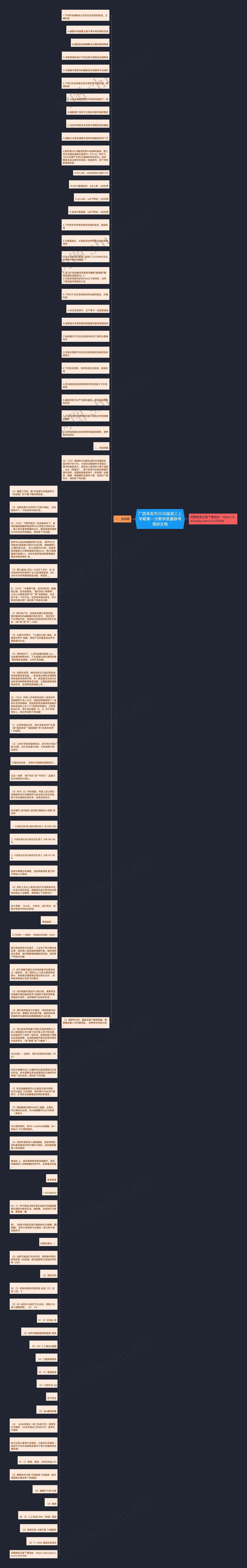 广西来宾市2018届高三上学期第一次教学质量联考理综生物思维导图
