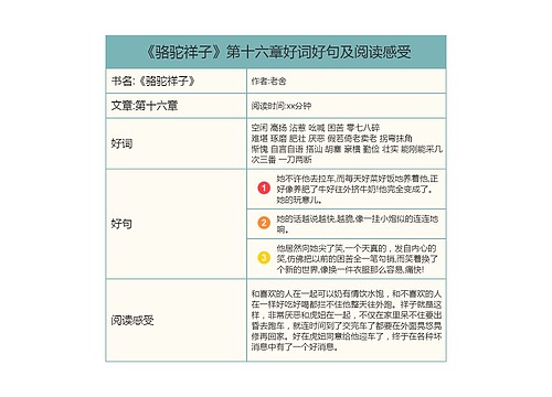 《骆驼祥子》第十六章好词好句及阅读感受
