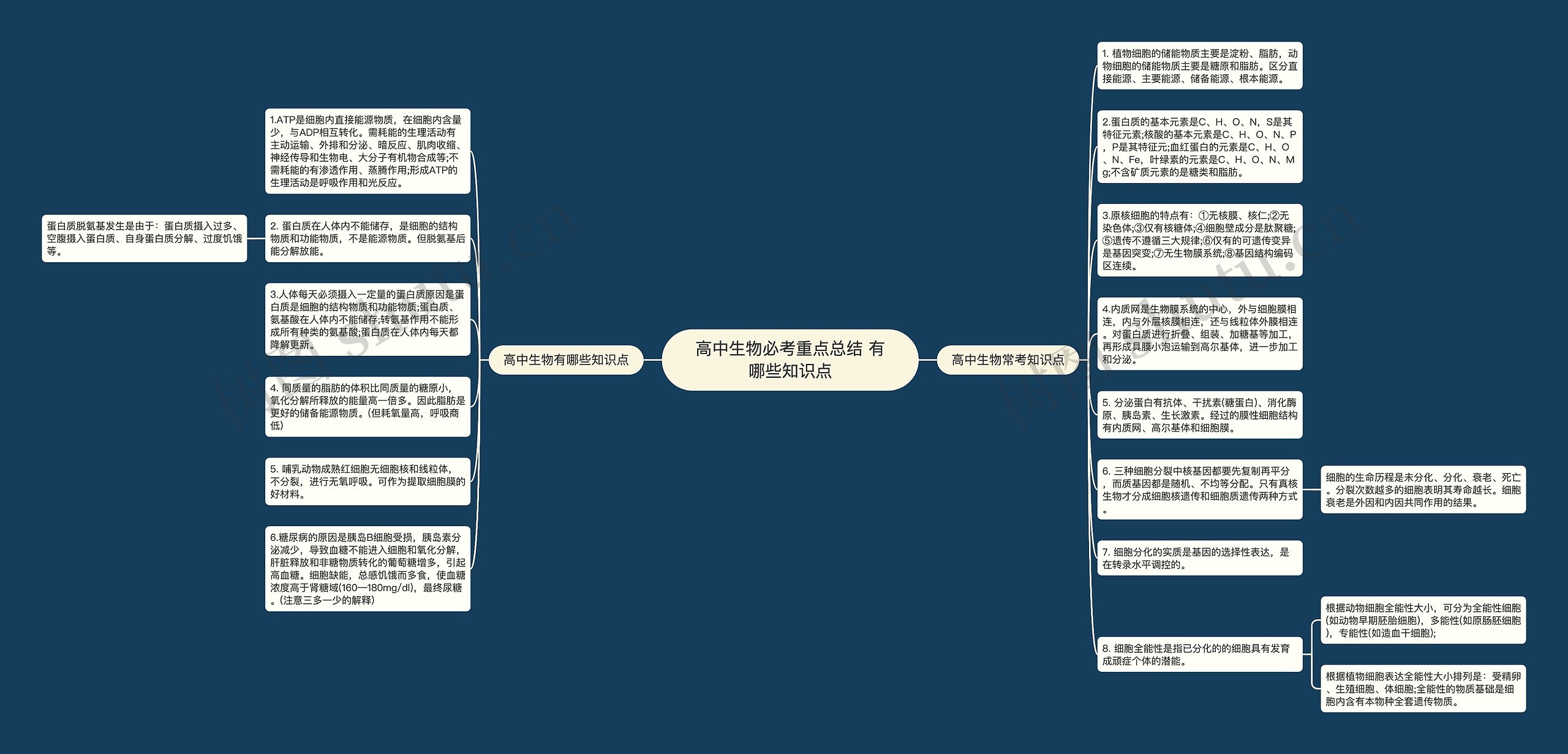 高中生物必考重点总结 有哪些知识点思维导图