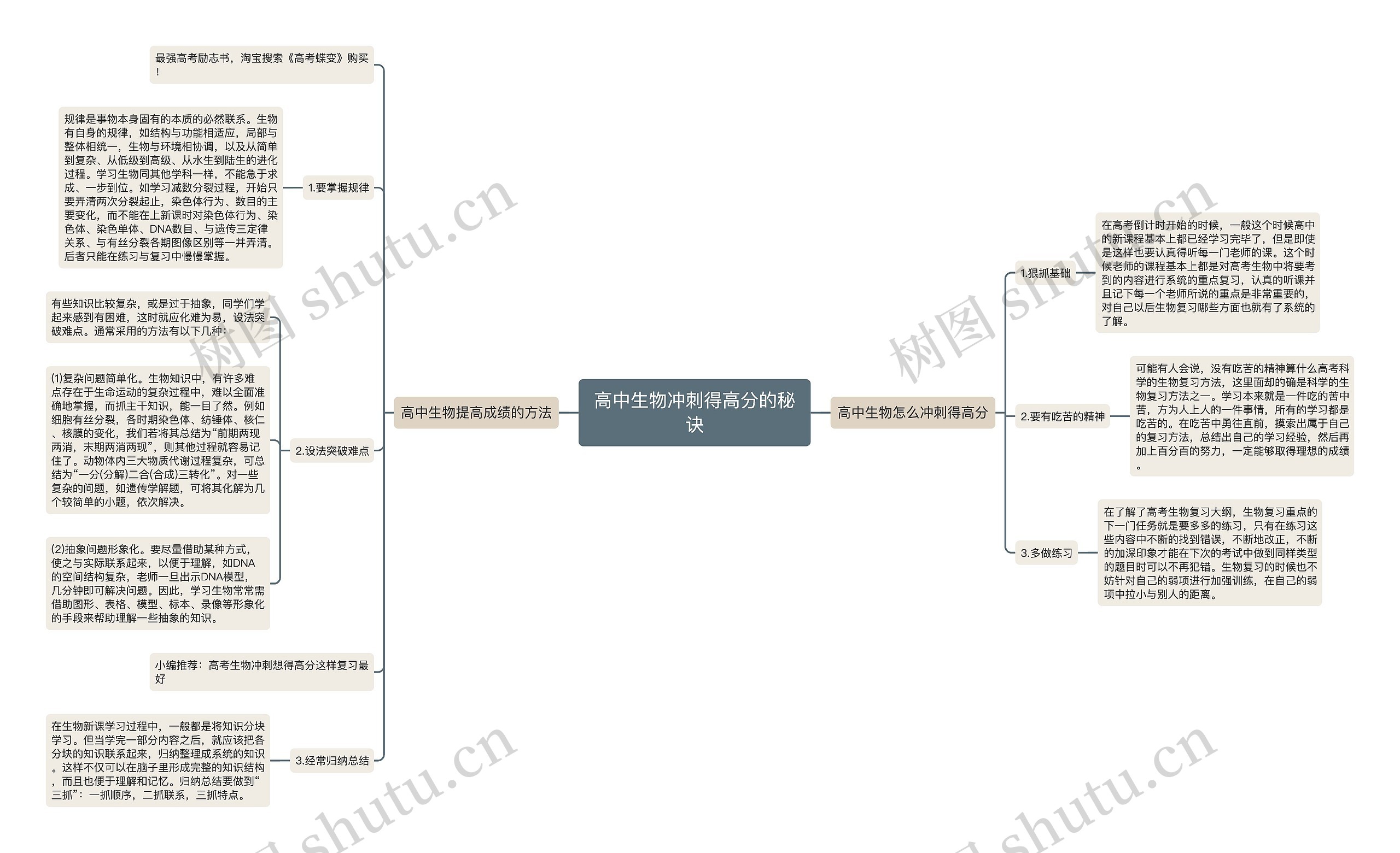 高中生物冲刺得高分的秘诀思维导图高清图 高中生物冲刺得高分的秘诀思维导图