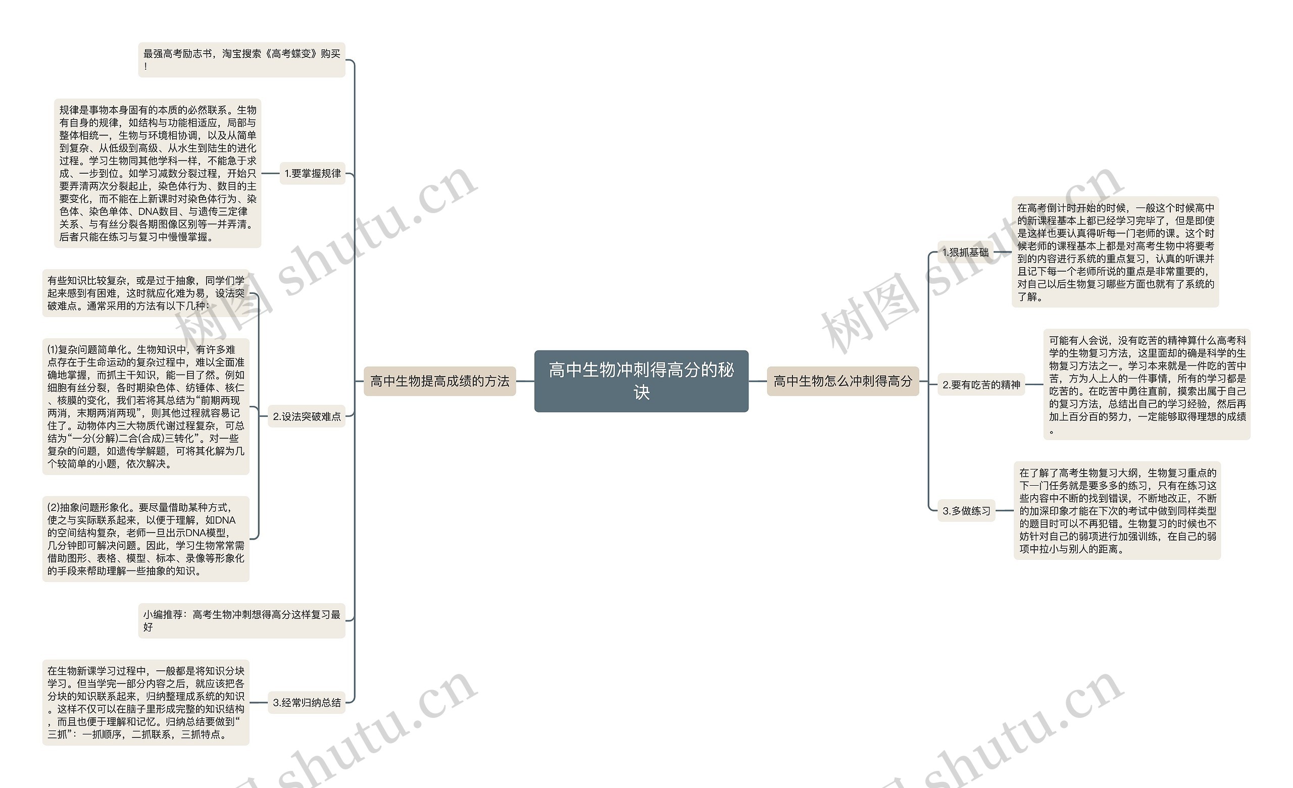 高中生物冲刺得高分的秘诀思维导图