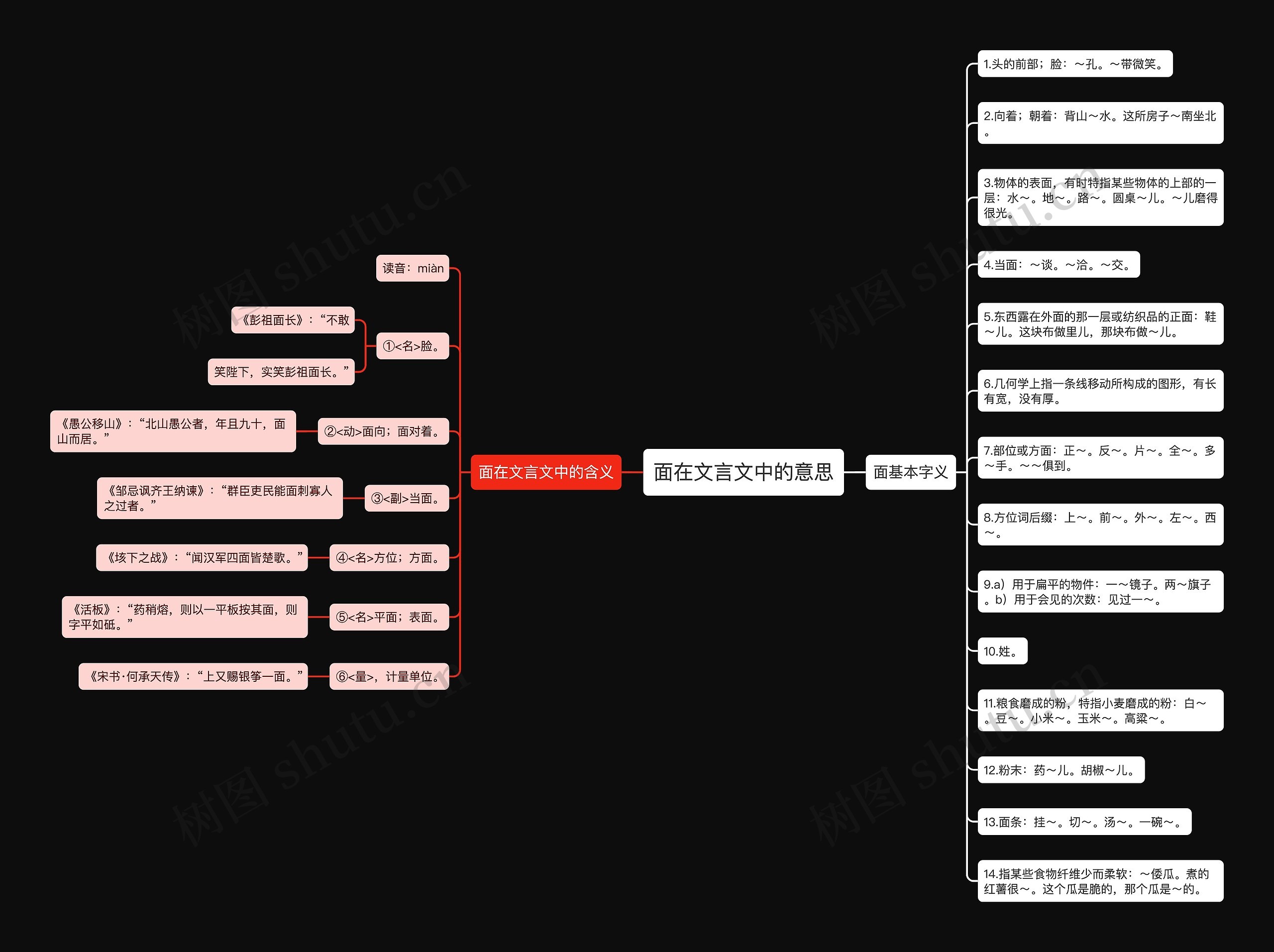 面在文言文中的意思思维导图