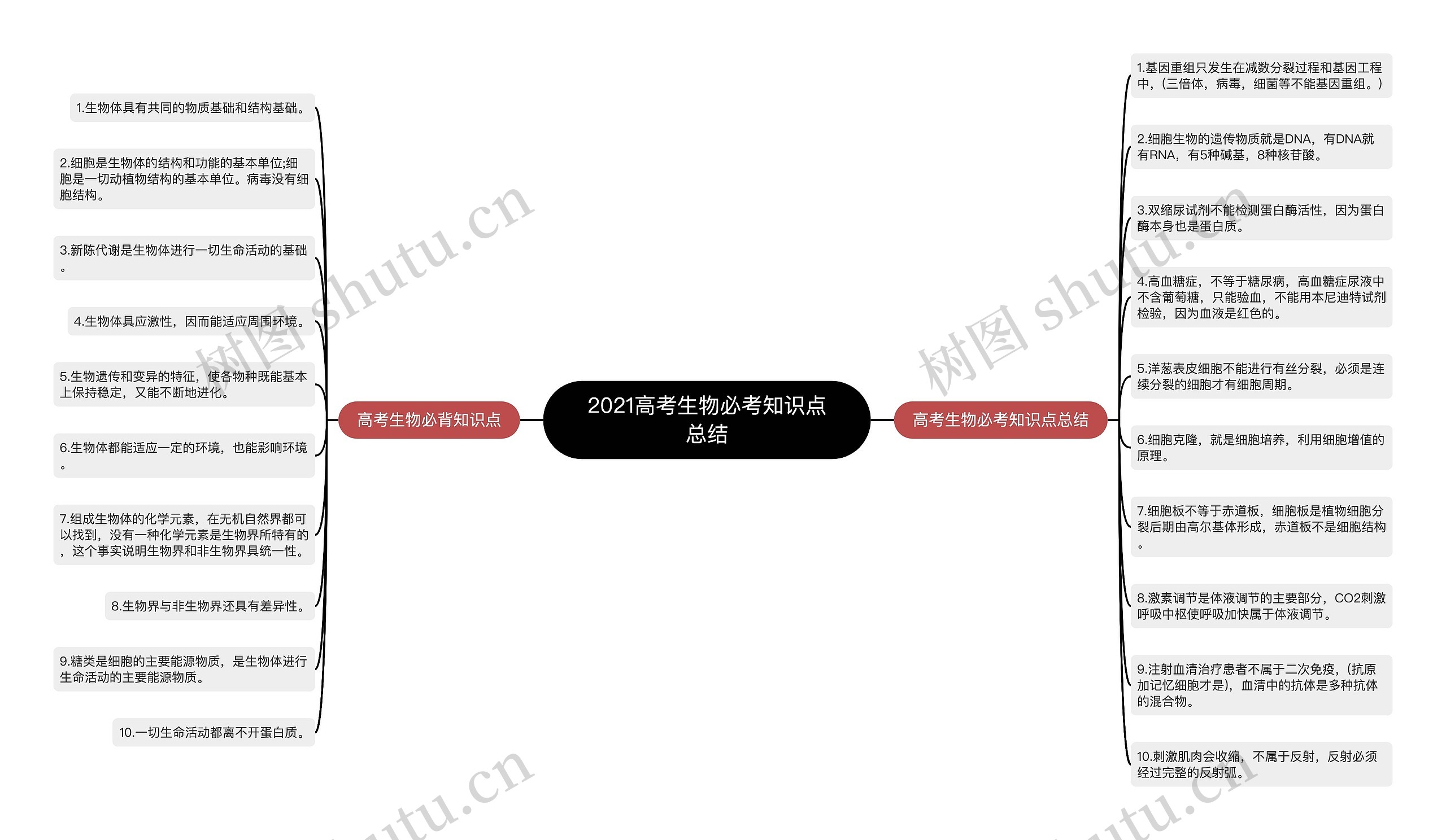 2021高考生物必考知识点总结思维导图