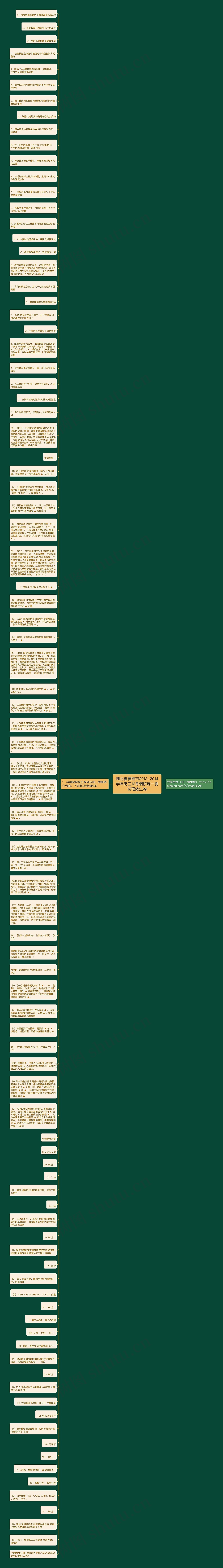 湖北省襄阳市2013-2014学年高三12月调研统一测试理综生物