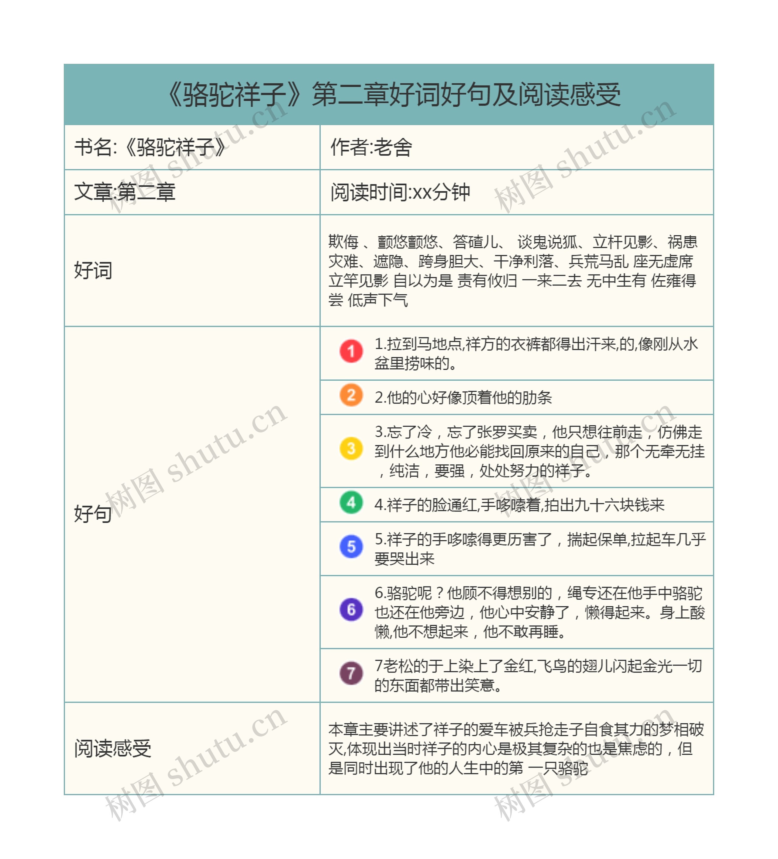 《骆驼祥子》第二章好词好句及阅读感受