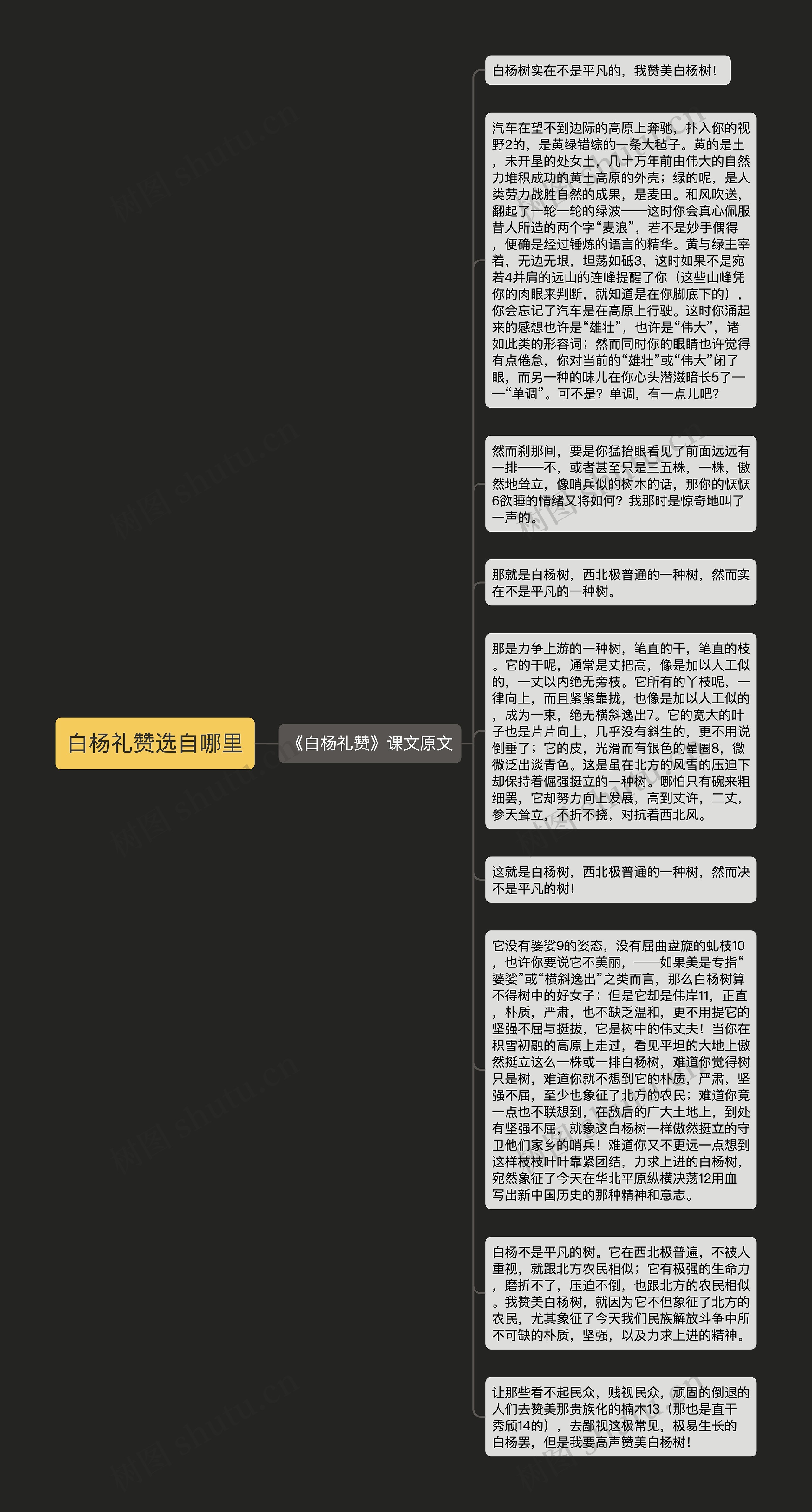 白杨礼赞选自哪里思维导图