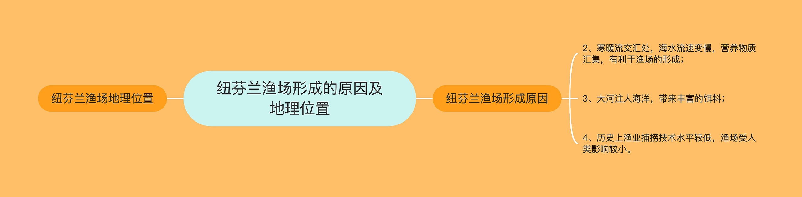 纽芬兰渔场形成的原因及地理位置思维导图