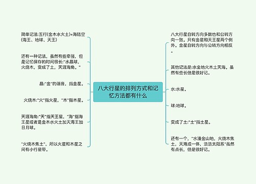 八大行星的排列方式和记忆方法都有什么