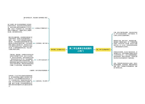 高二学生提高生物成绩的小窍门