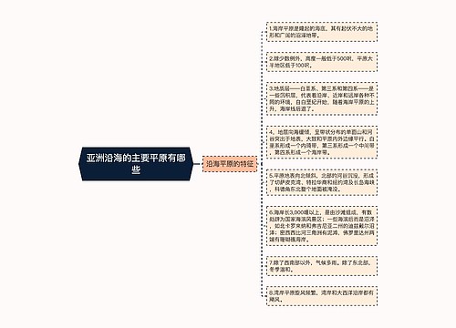 亚洲沿海的主要平原有哪些