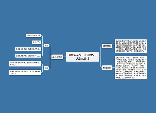 遍插茱萸少一人里的少一人说的是谁