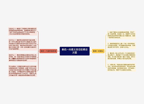 秦统一的意义表现在哪些方面