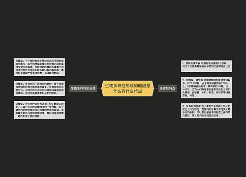 生物多样性形成的原因是什么有什么特点