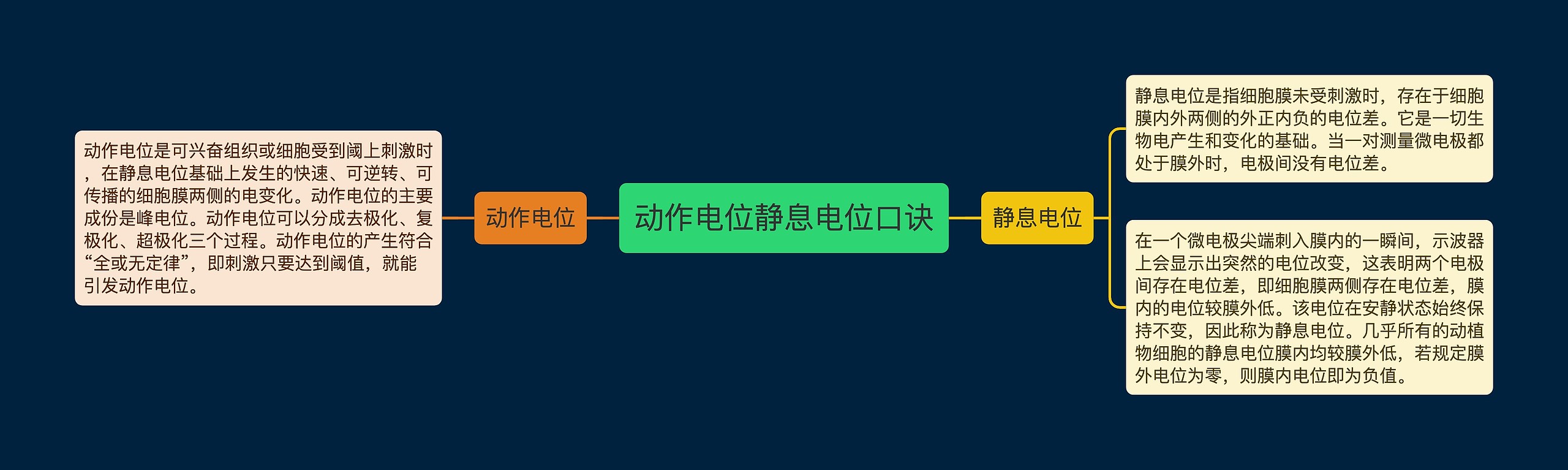 动作电位静息电位口诀思维导图