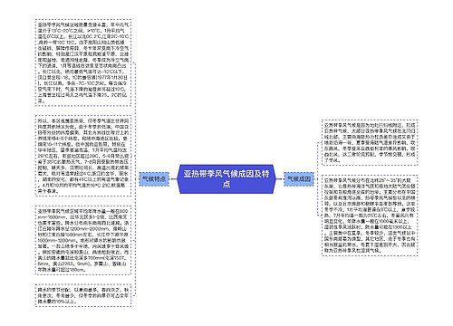 亚热带季风气候成因及特点