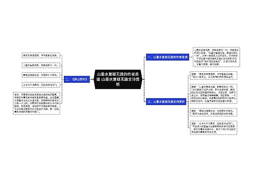 山重水复疑无路的作者是谁 山重水复疑无路全诗赏析