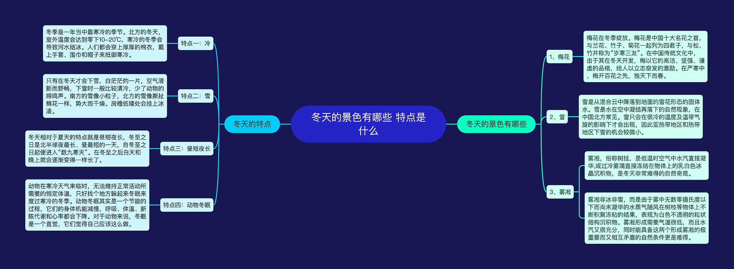 冬天的景色有哪些 特点是什么思维导图