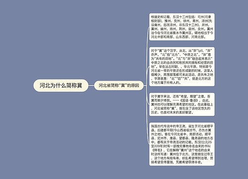 河北为什么简称冀