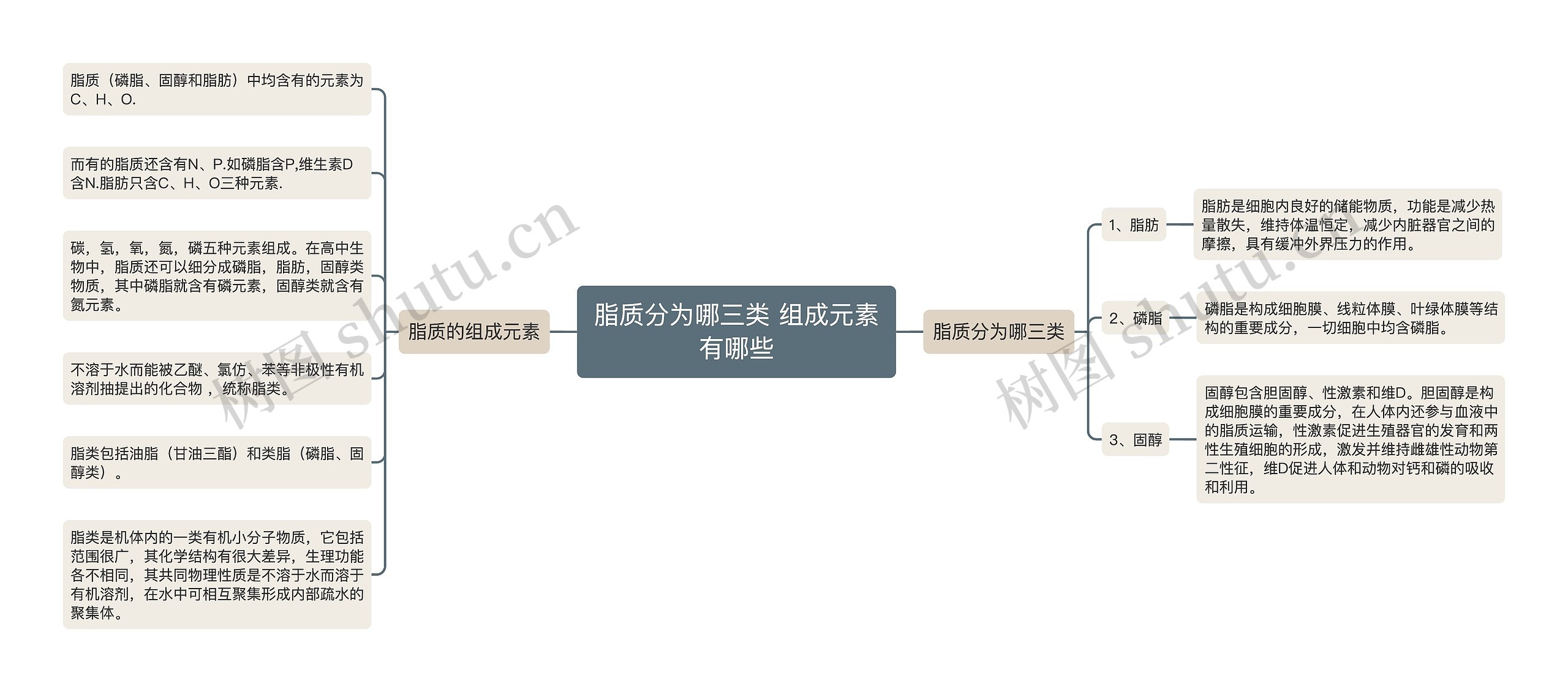 脂质分为哪三类 组成元素有哪些思维导图