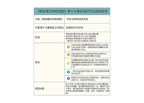 《钢铁是怎样炼成的》第十七章好词好句及阅读感受