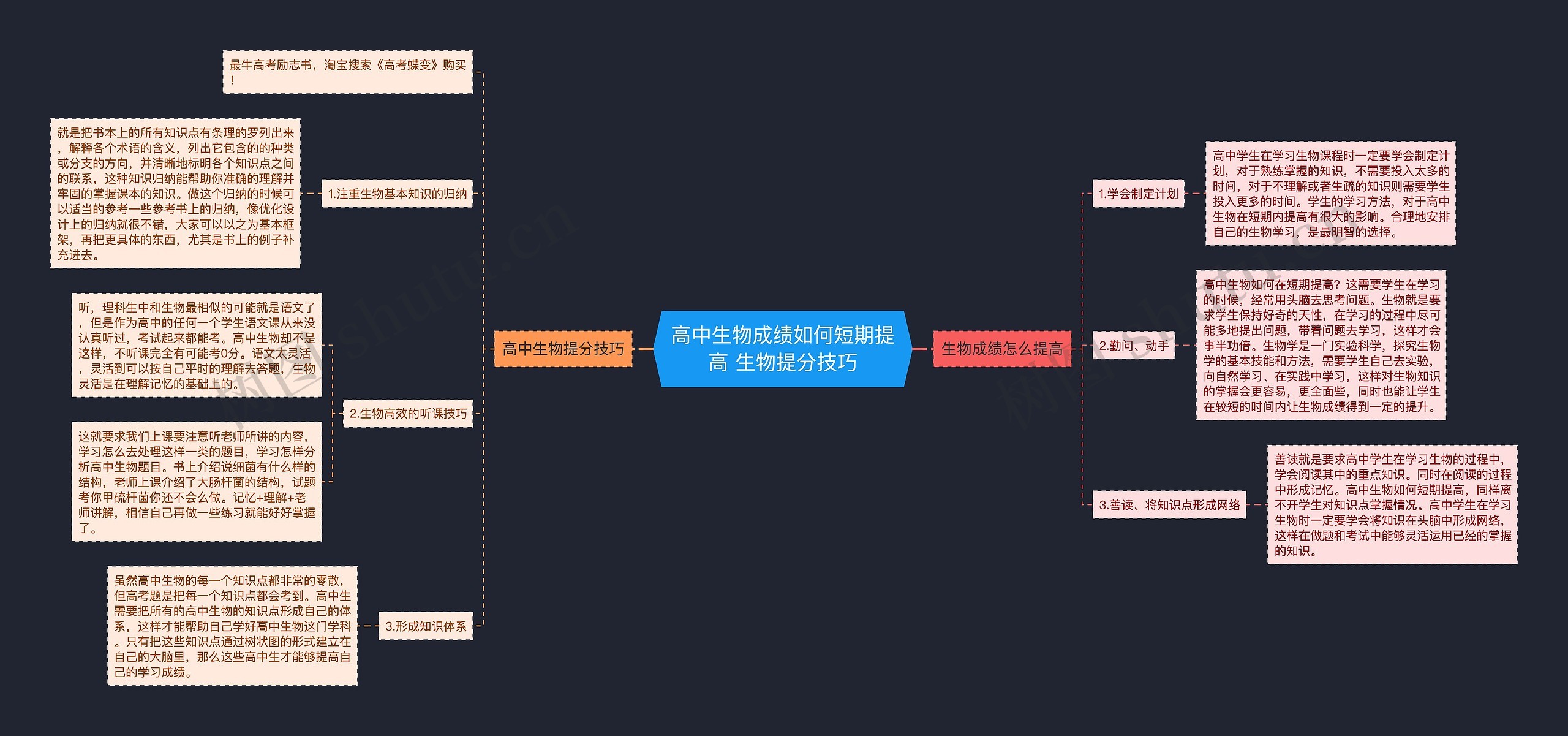 高中生物成绩如何短期提高 生物提分技巧思维导图