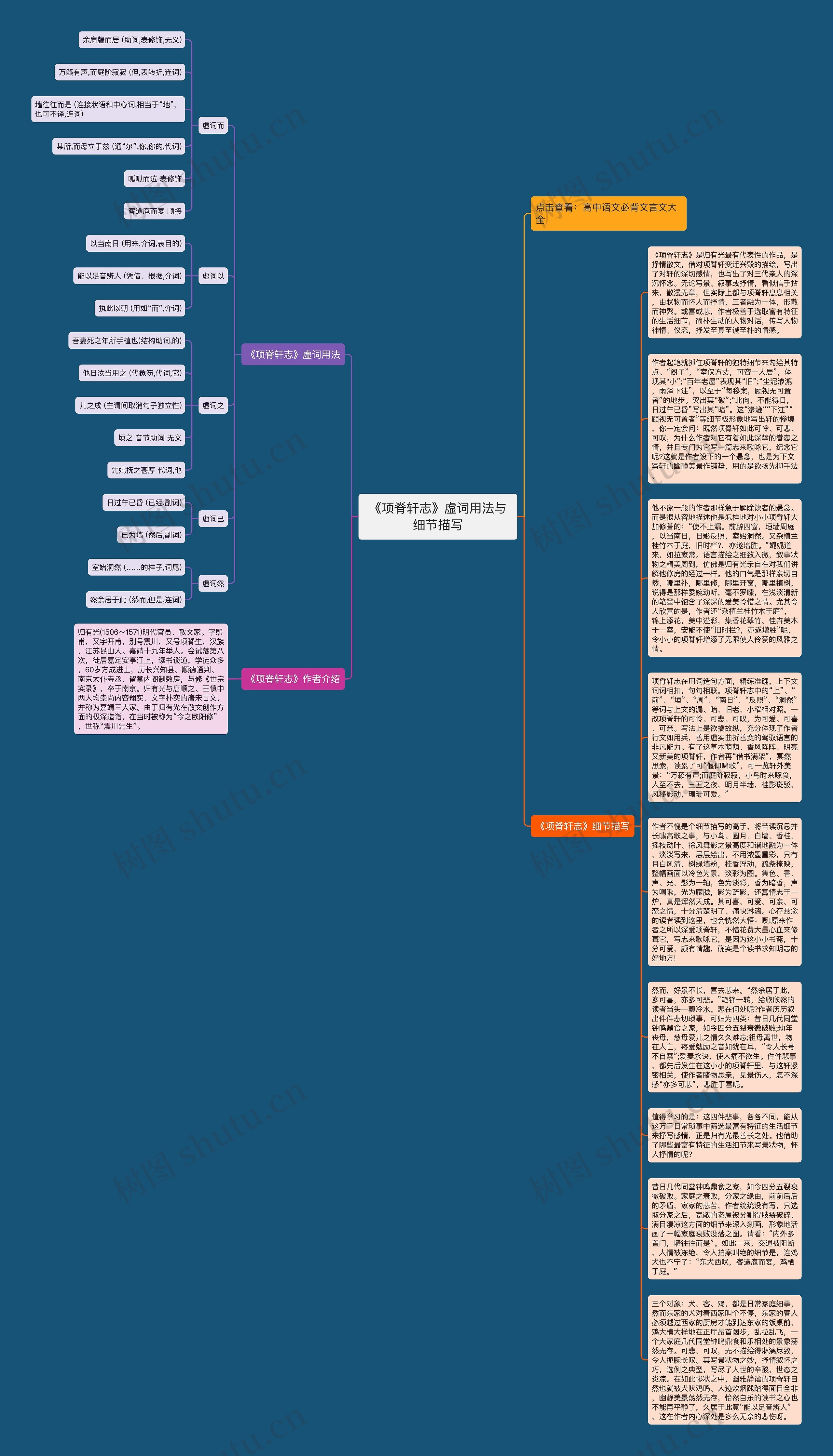 《项脊轩志》虚词用法与细节描写思维导图