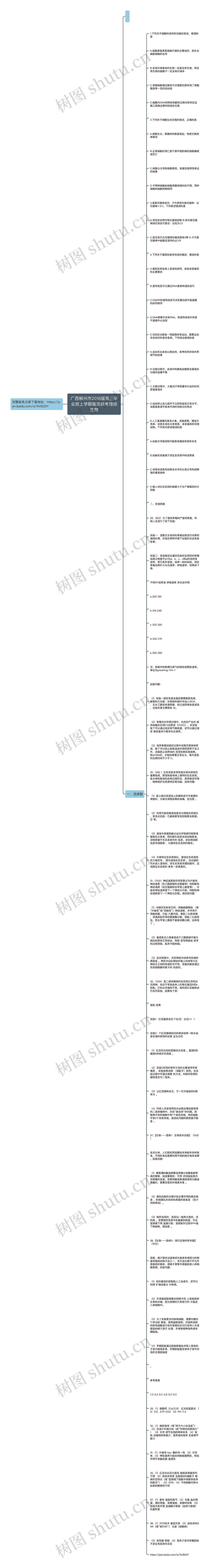 广西柳州市2018届高三毕业班上学期摸底联考理综生物思维导图