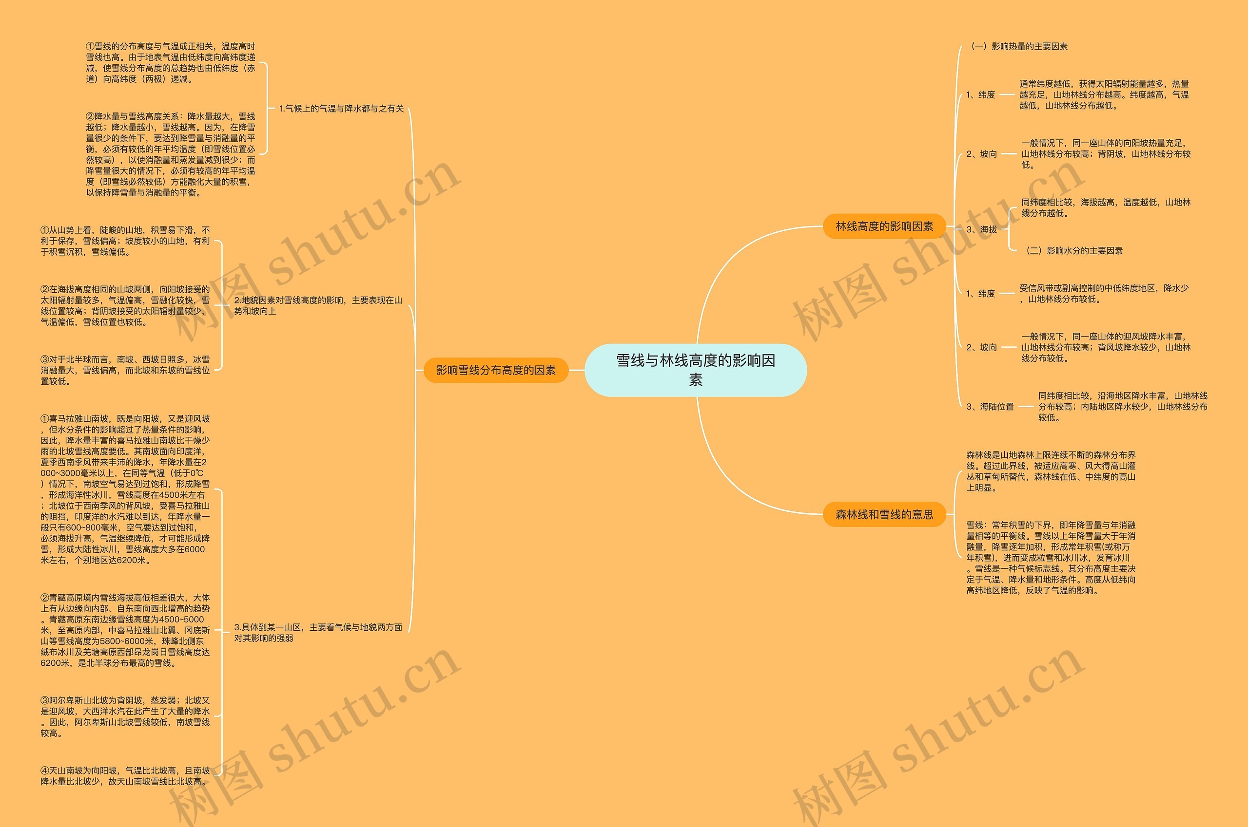 雪线与林线高度的影响因素思维导图