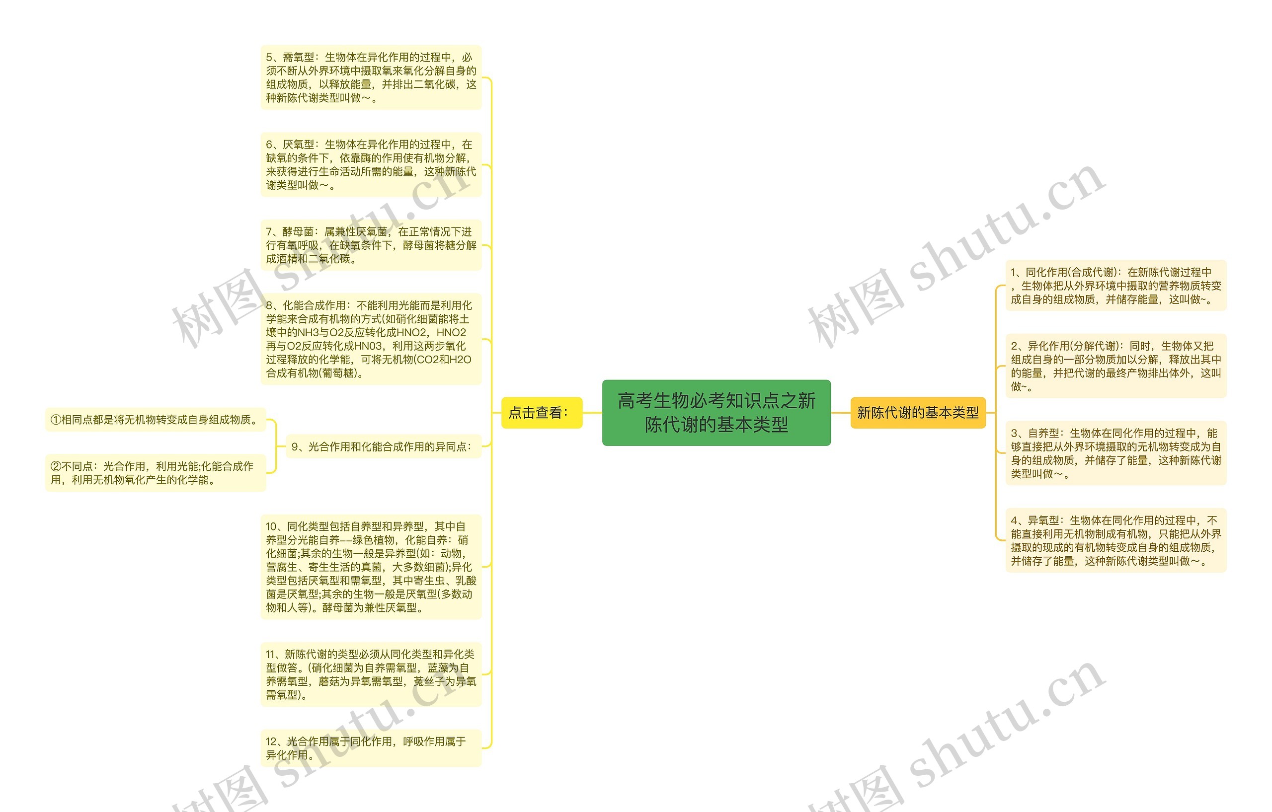 高考生物必考知识点之新陈代谢的基本类型思维导图