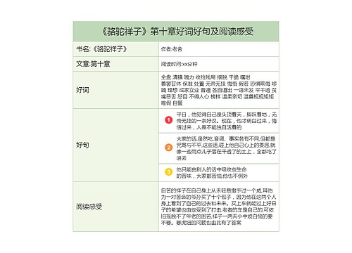 《骆驼祥子》第十章好词好句及阅读感受