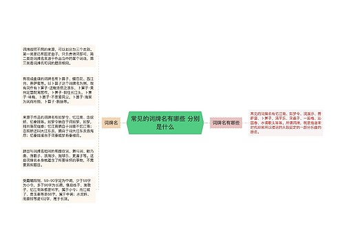 常见的词牌名有哪些 分别是什么