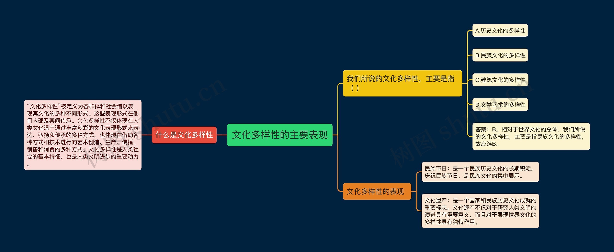 文化多样性的主要表现思维导图