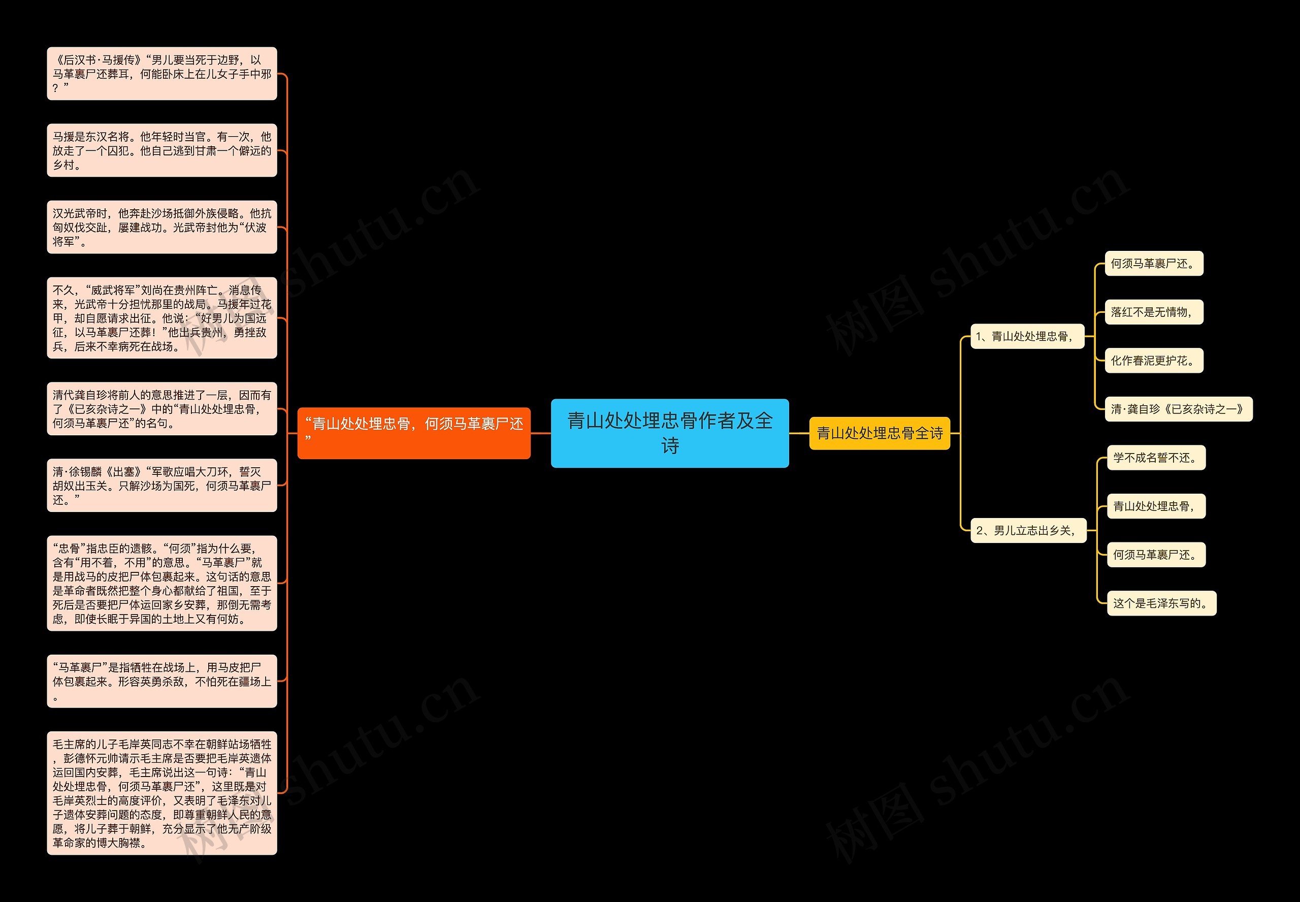 青山处处埋忠骨作者及全诗思维导图