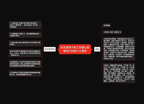 余尝谓读书有三到谓心到眼到口到是什么意思