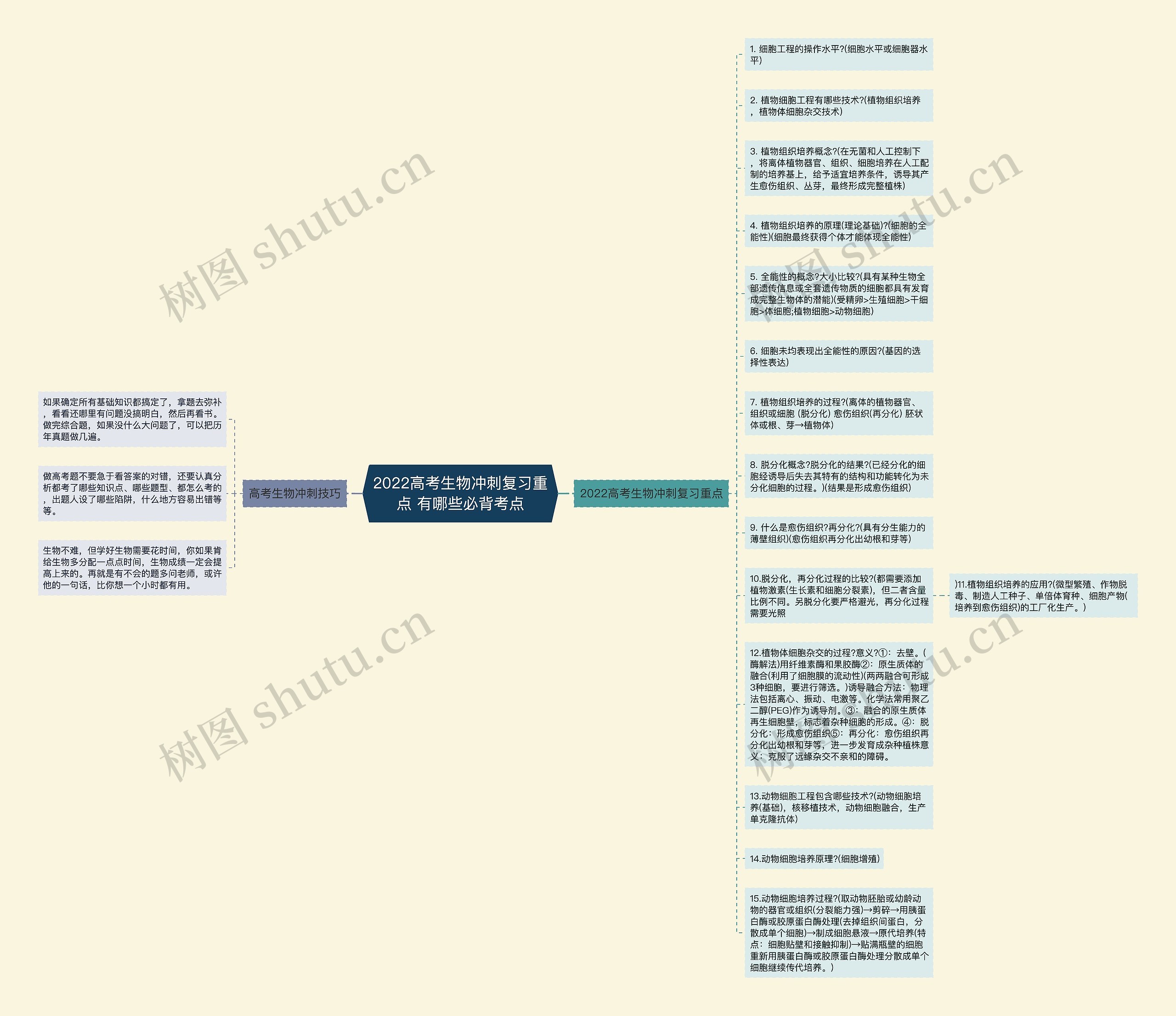 2022高考生物冲刺复习重点 有哪些必背考点思维导图