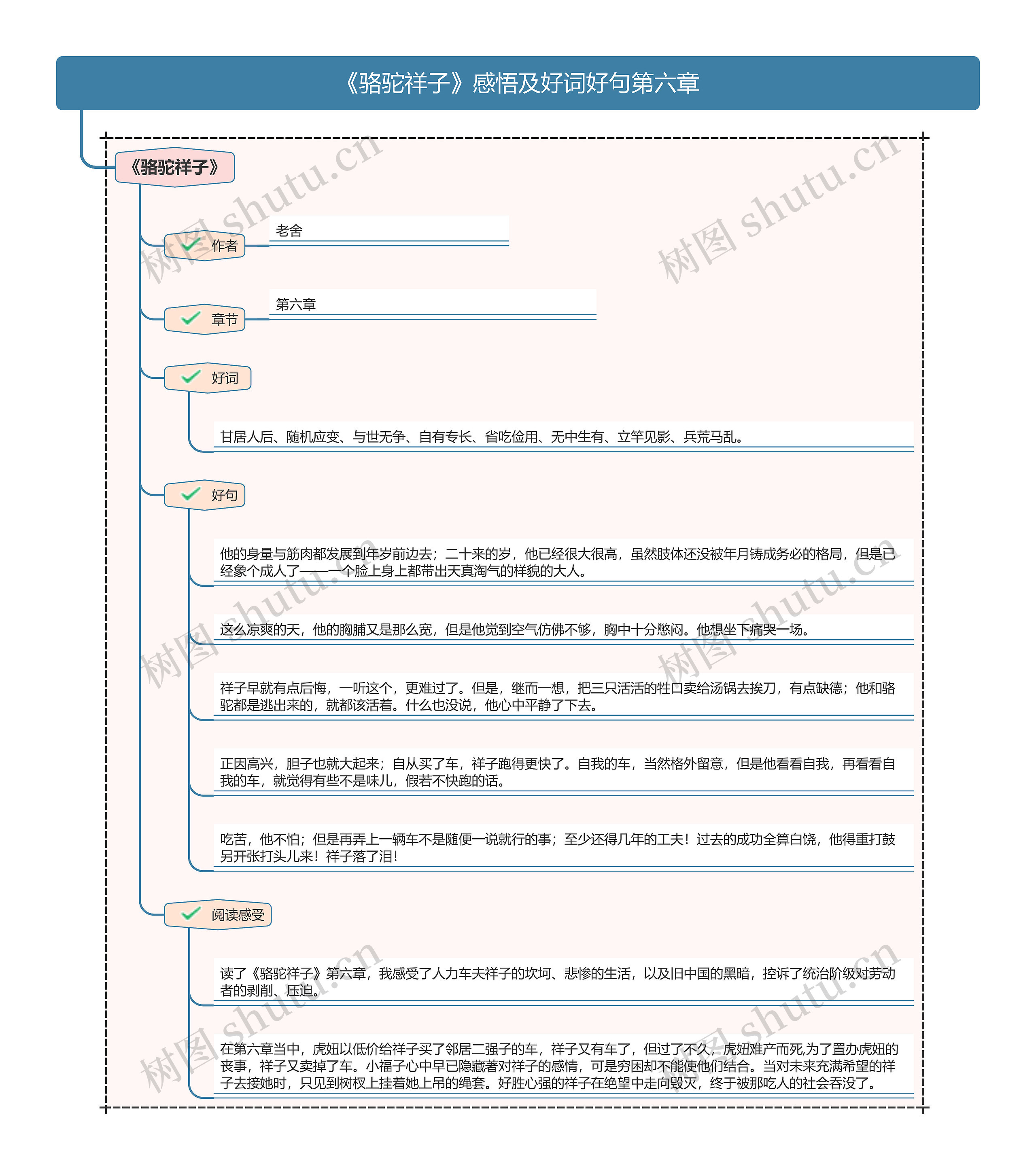 《骆驼祥子》感悟及好词好句第六章思维导图