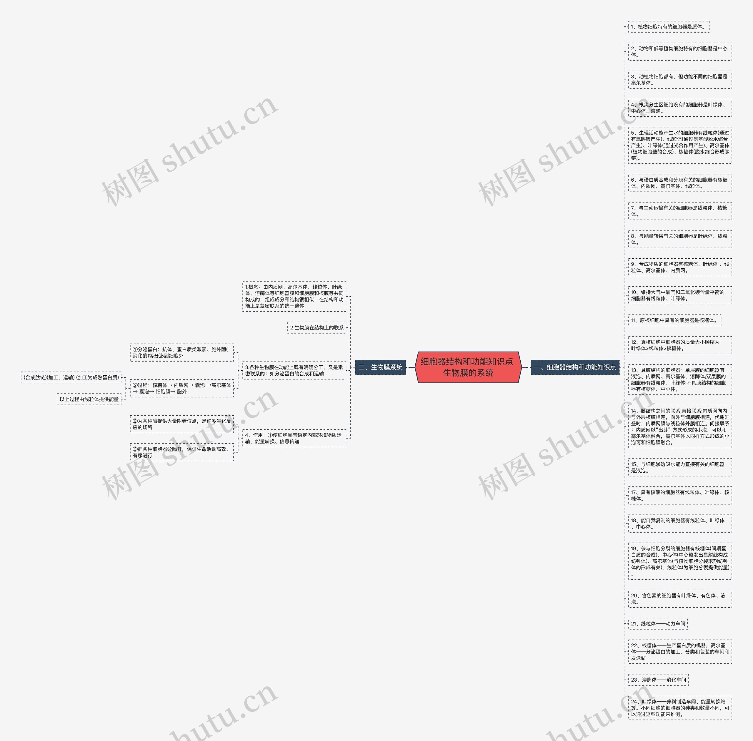 细胞器结构和功能知识点 生物膜的系统思维导图高清图 细胞器结构和功能知识点 生物膜的系统思维导图
