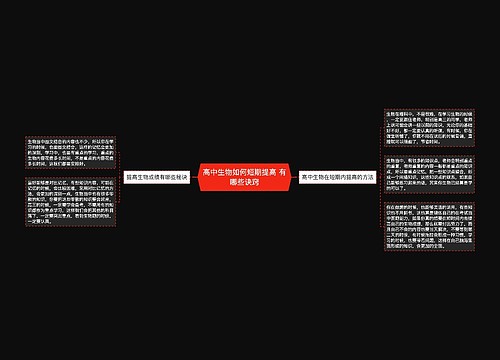 高中生物如何短期提高 有哪些诀窍