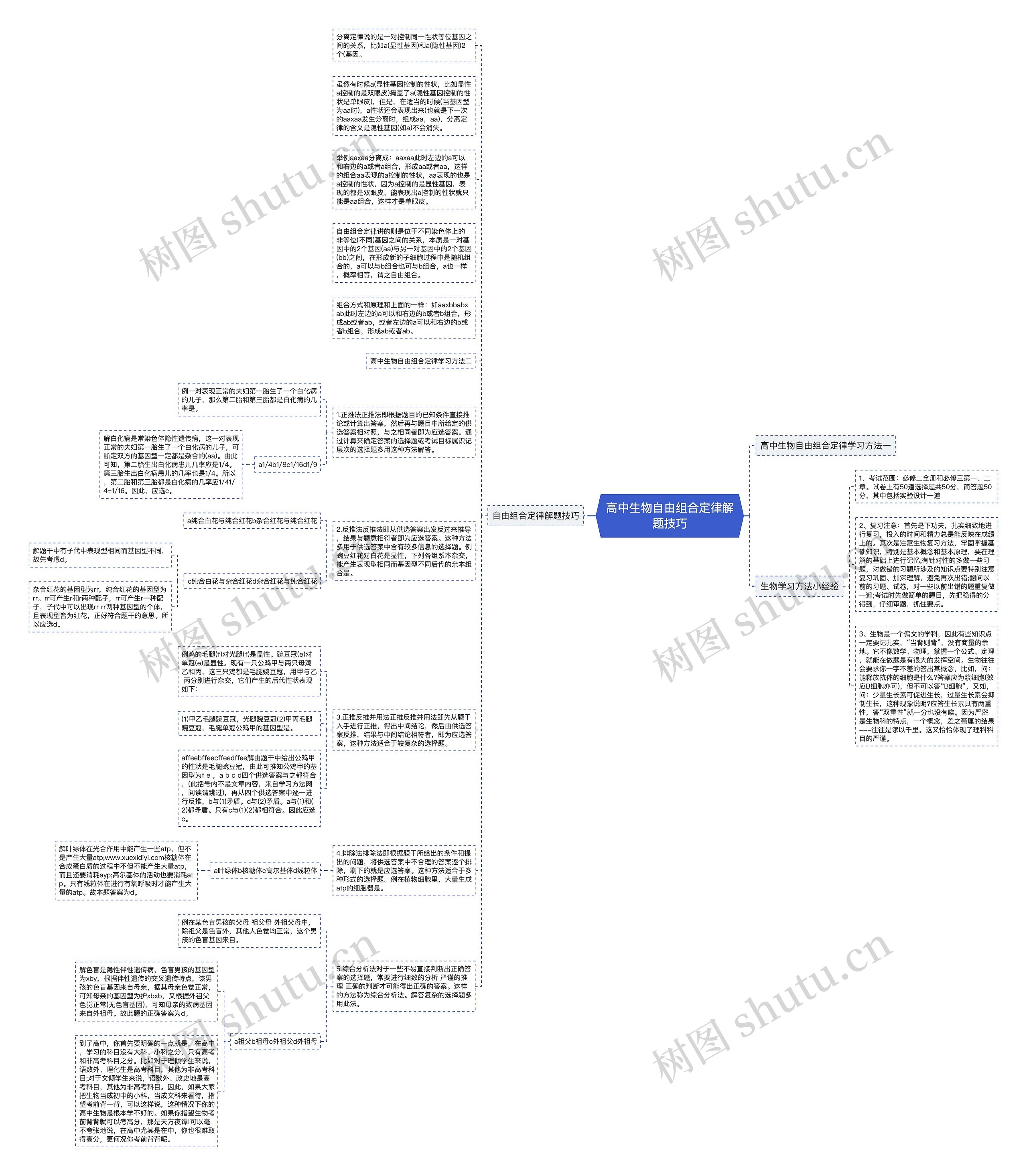 高中生物自由组合定律解题技巧思维导图