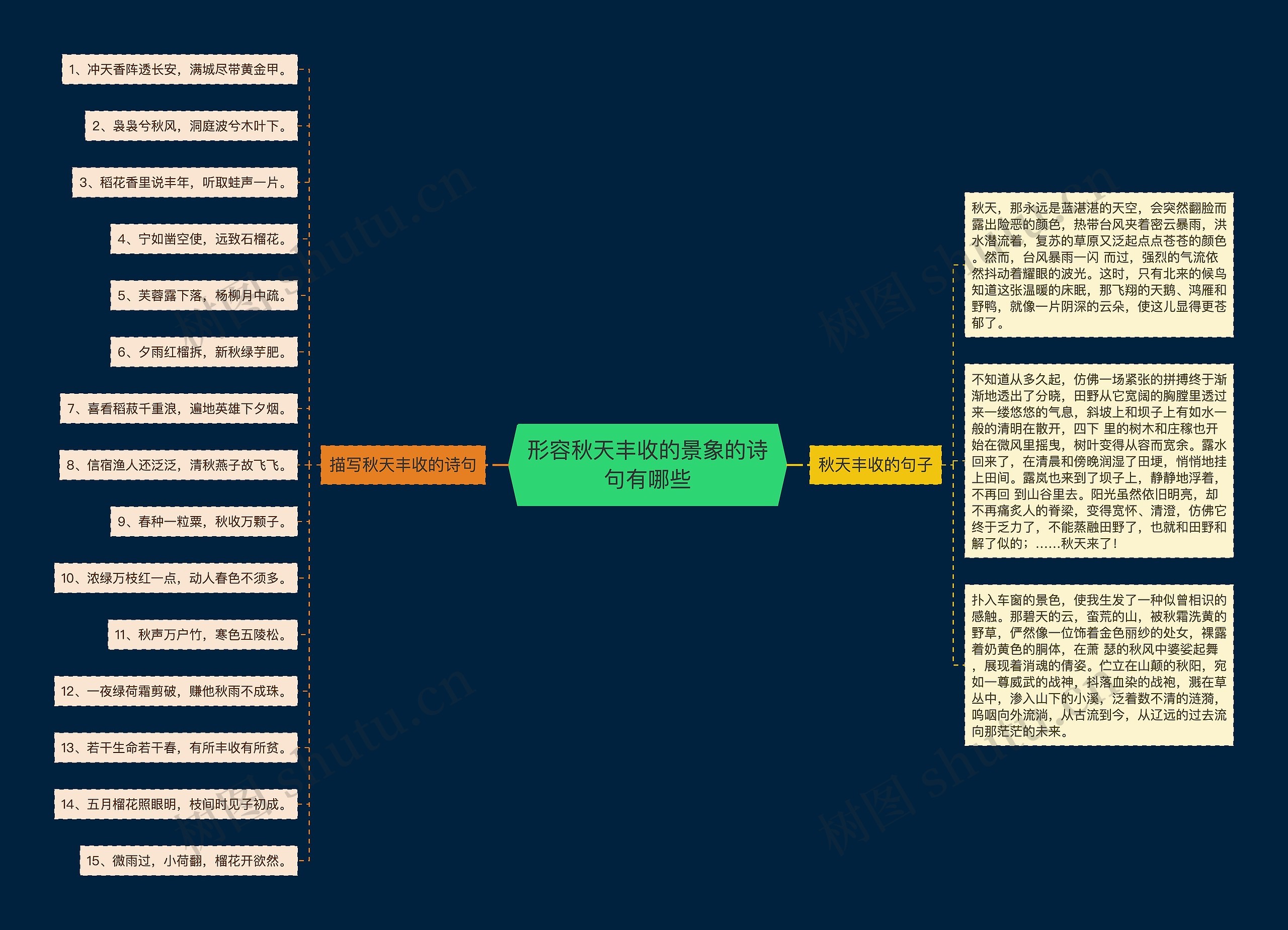 形容秋天丰收的景象的诗句有哪些思维导图