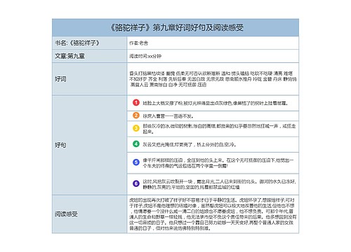 《骆驼祥子》第九章好词好句及阅读感受