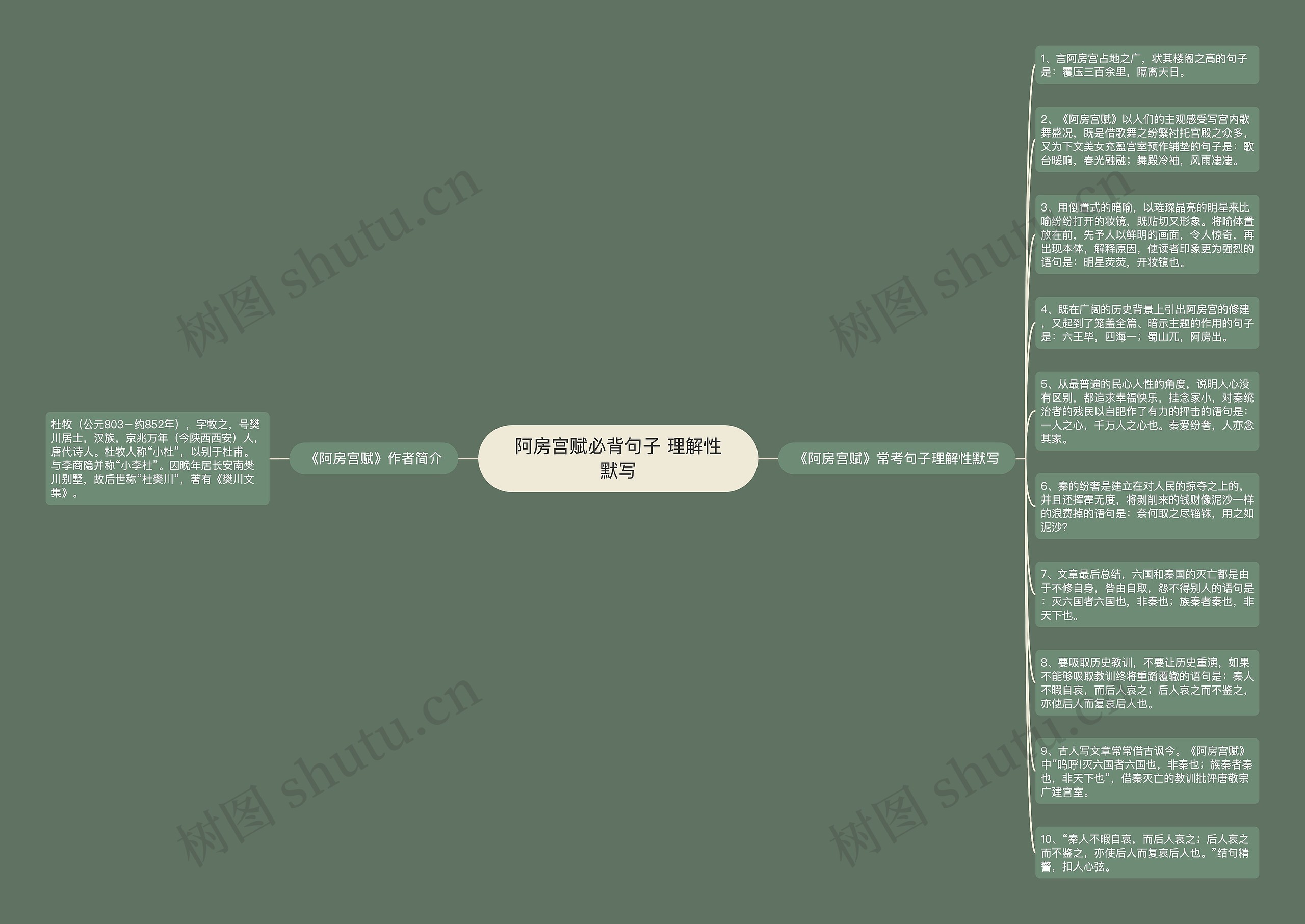 阿房宫赋必背句子 理解性默写思维导图