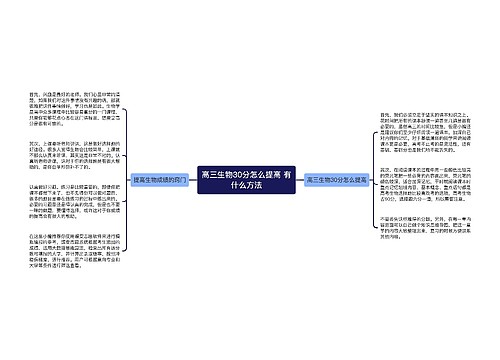 高三生物30分怎么提高 有什么方法