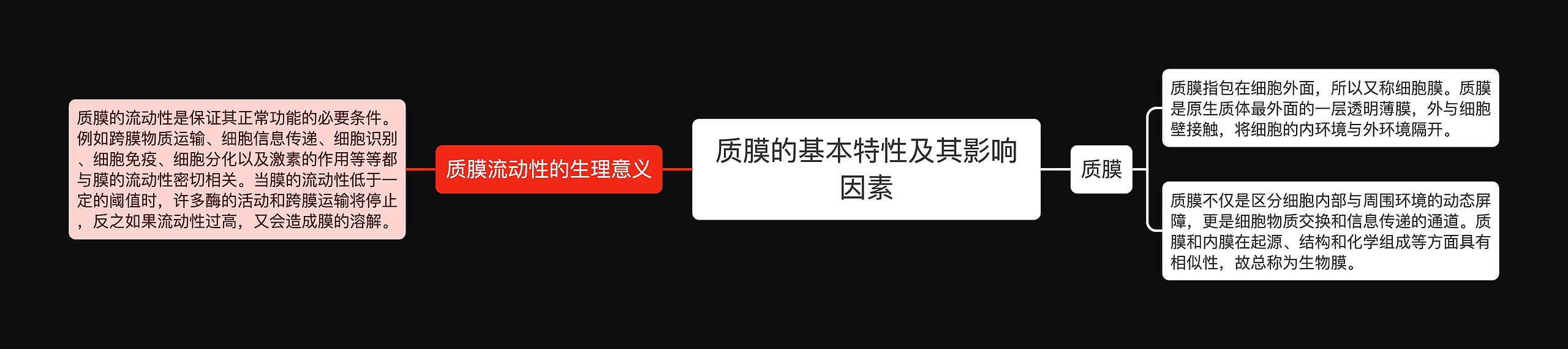 质膜的基本特性及其影响因素思维导图