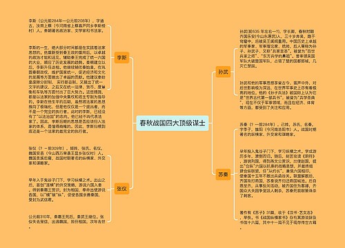 春秋战国四大顶级谋士